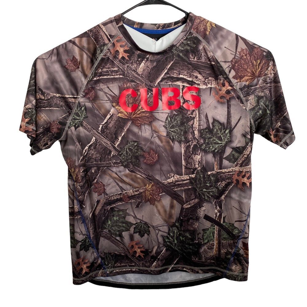 Majestic Chicago Cubs Camo Shirt Men's Size XXL Cool‎ Base All Over Print